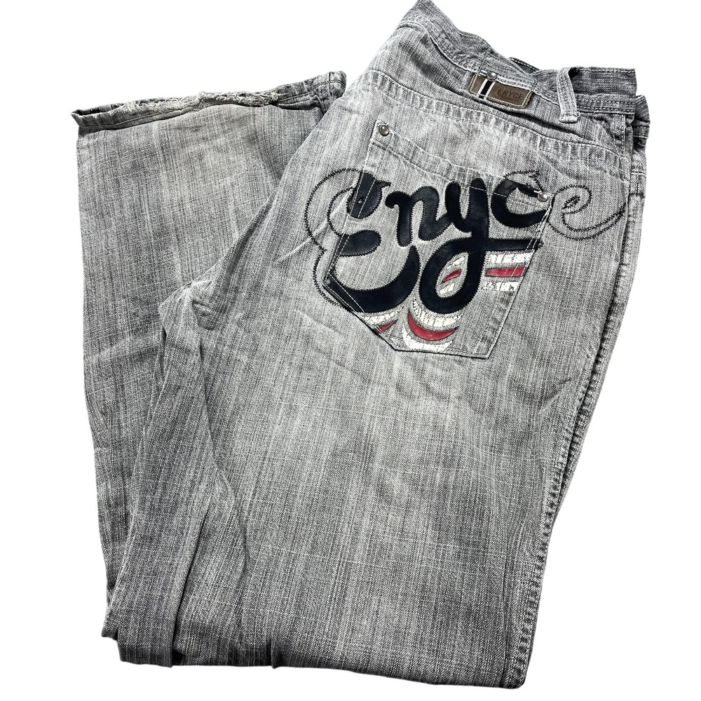 Enyce Jeans Mens 40x32 Gray Light Wash Relaxed Straight Denim City Streetwear